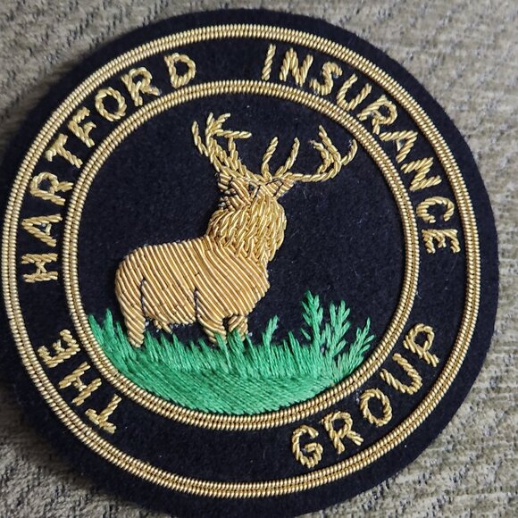Vintage Embroidered The Hartford Insurance Group Patch w/ Elk Black and Gold - Picture 3 of 5